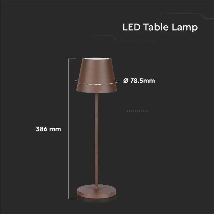 2W(200Lm) LED-bordslampa, V-TAC, IP54, 5V, 1A-2A, 4400m batteri, varmvitt ljus 3000K