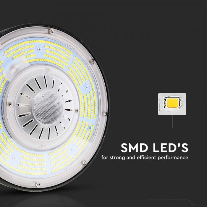 200W(37000Lm) 1-10V VTAC LED lagerarmatur, svart, IP65, Meanwell nätaggregat, dimbar, 5 års garanti, kallvit 6500K