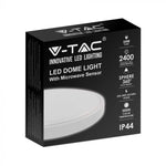 30W(3000Lm) LED kuppelvalgusti mikrolaineanduriga, V-TAC, IP44, ümmargune, valge, neutraalne valge valgus 4000K