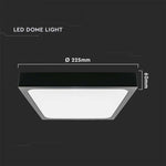 18W(1800Lm) LED kupolveida gaismeklis ar mikrovilņu sensoru, V-TAC, IP44, kvadrāta, melns, neitrāli balta gaisma 4000K