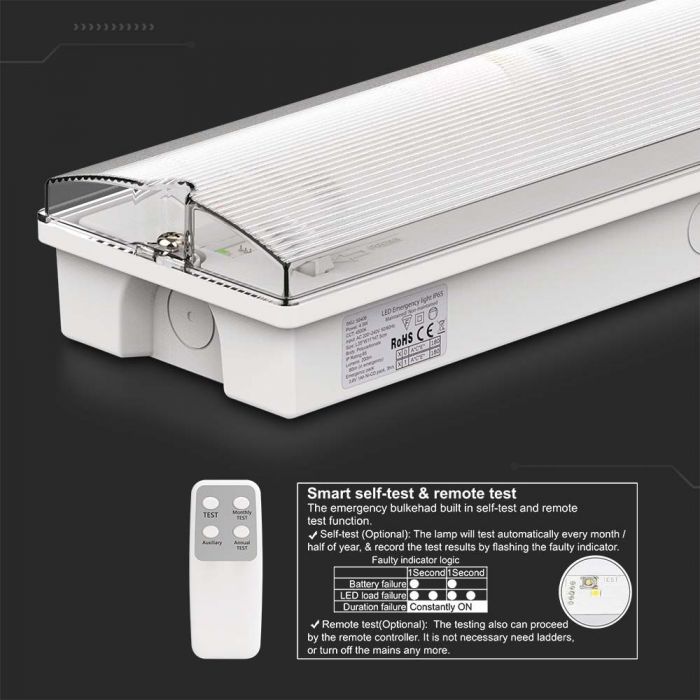 3W(120Lm) LED AVĀRIJAS izeja, V-TAC, IP65, garantija 3 gadi, auksti balta gaisma 6400K