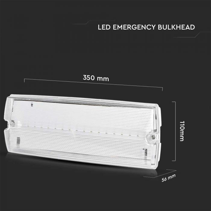 3W(120Lm) LED AVĀRIJAS izeja, V-TAC, IP65, garantija 3 gadi, auksti balta gaisma 6400K