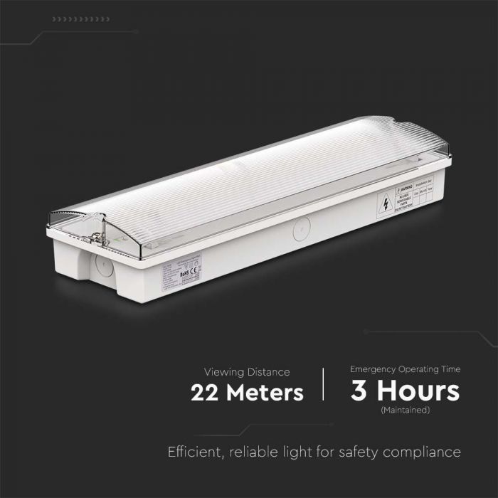 3W(120Lm) LED AVĀRIJAS izeja, V-TAC, IP65, garantija 3 gadi, auksti balta gaisma 6400K