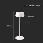 2W(200Lm) LED-bordslampa, V-TAC, IP20, vit, varmvitt ljus 3000K