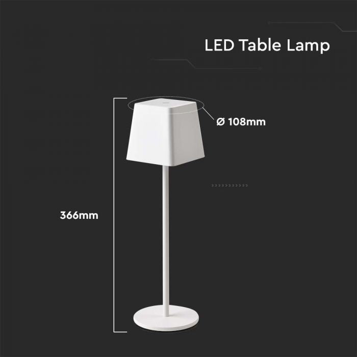 2W(200Lm) LED Galda lampa, V-TAC, IP54, dimmējama, balta, silti balta gaisma 3000K