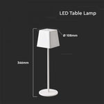 2W(200Lm) LED-bordslampa, V-TAC, IP54, dimbar, vit, varmvitt ljus 3000K
