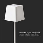 2W(200Lm) LED-bordslampa, V-TAC, IP54, dimbar, vit, varmvitt ljus 3000K