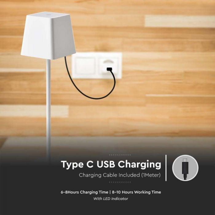 2W(200Lm) LED Table lamp, V-TAC, IP54, dimmable, white, warm white light 3000K