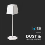 2W(200Lm) LED-bordslampa, V-TAC, IP54, dimbar, vit, varmvitt ljus 3000K