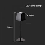 2W(200Lm) LED-bordslampa, V-TAC, IP54, dimbar, svart, varmvitt ljus 3000K