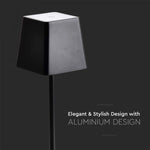 2W(200Lm) LED-bordslampa, V-TAC, IP54, dimbar, svart, varmvitt ljus 3000K
