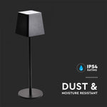2W(200Lm) LED-bordslampa, V-TAC, IP54, dimbar, svart, varmvitt ljus 3000K