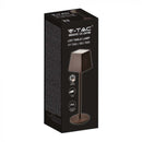 2W(200Lm) LED Table lamp, V-TAC, IP54, dimmable, brown, warm white light 3000K
