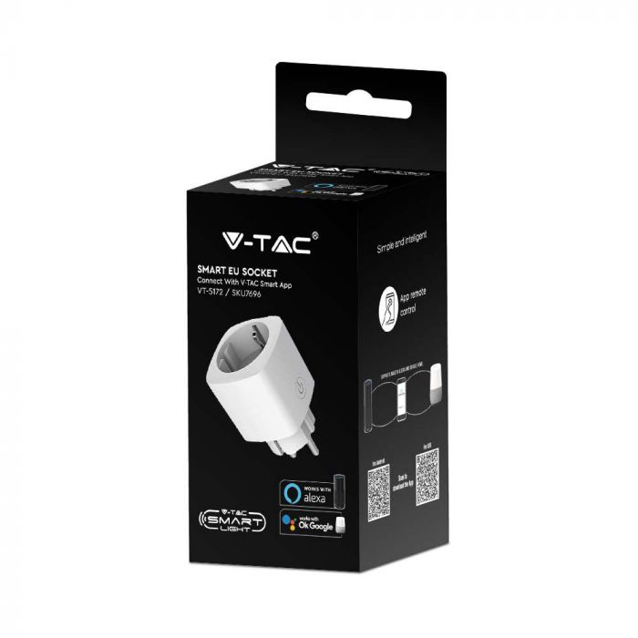 Розетка WIFI (совместима с AMAZON ALEXA и GOOGLE HOME), MAX3680W, V-TAC