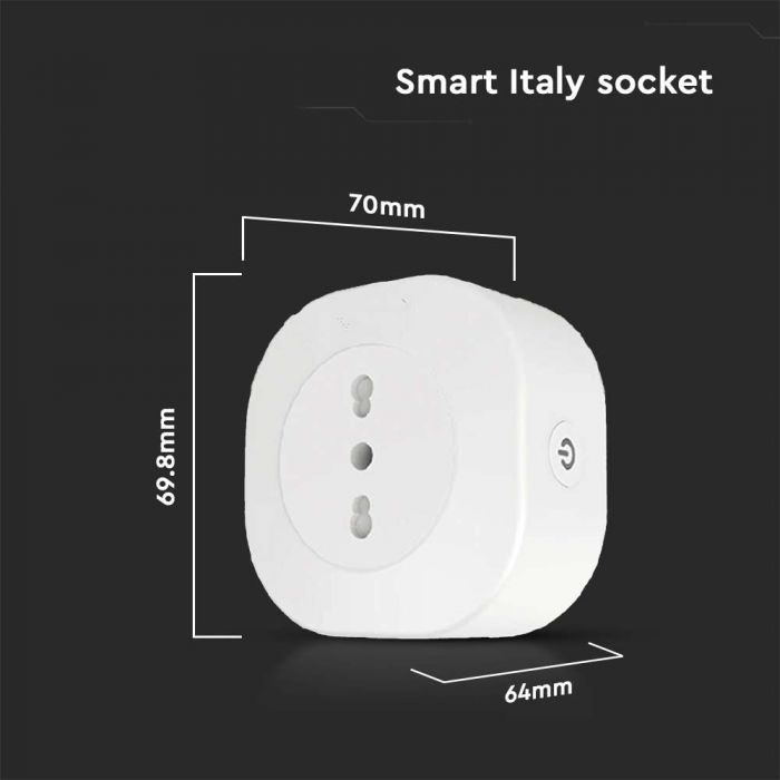 SMART rozete, saderīga ar AMAZON ALEXA&GOOGLE HOME, V-TAC, balta, IP20