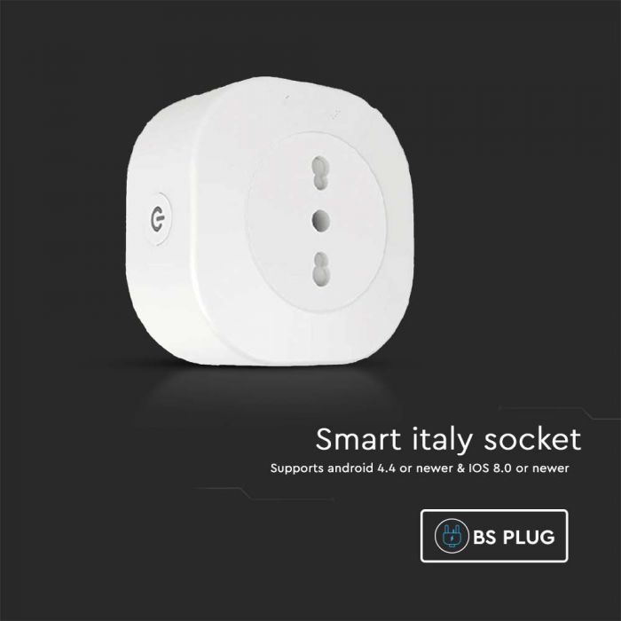 SMART rozete, saderīga ar AMAZON ALEXA&GOOGLE HOME, V-TAC, balta, IP20