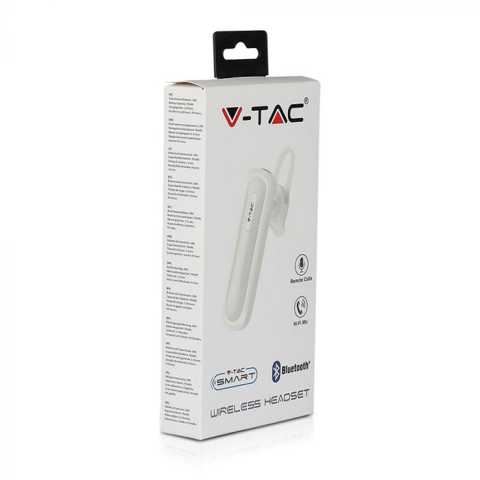 70 mAh V-TAC BLUETOOTH peakomplekt valge