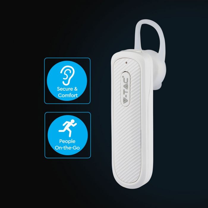70 mAh V-TAC BLUETOOTH peakomplekt valge