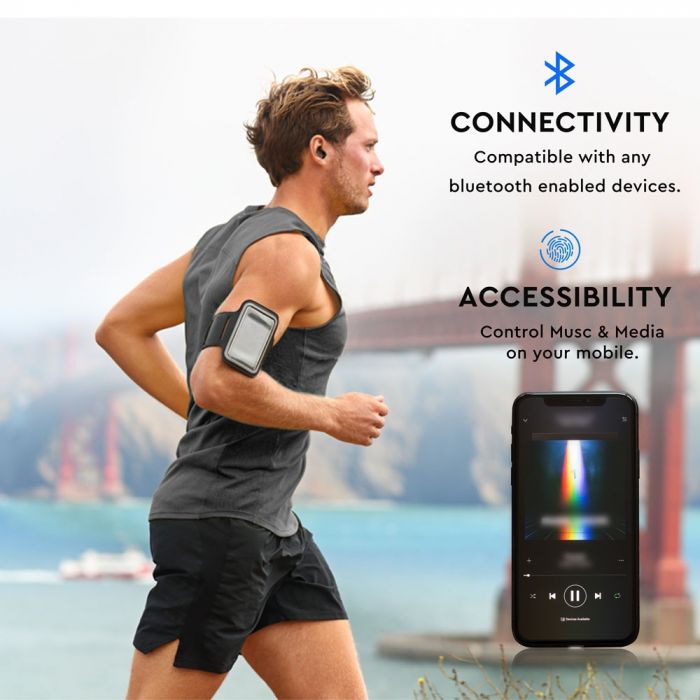 55 mAh V-TAC BLUETOOTH headset svart, inbyggd mikrofon för handsfree-samtal