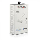 55 mAh V-TAC BLUETOOTH austiņas baltas, iebūvēts mikrofons brīvroku zvaniem