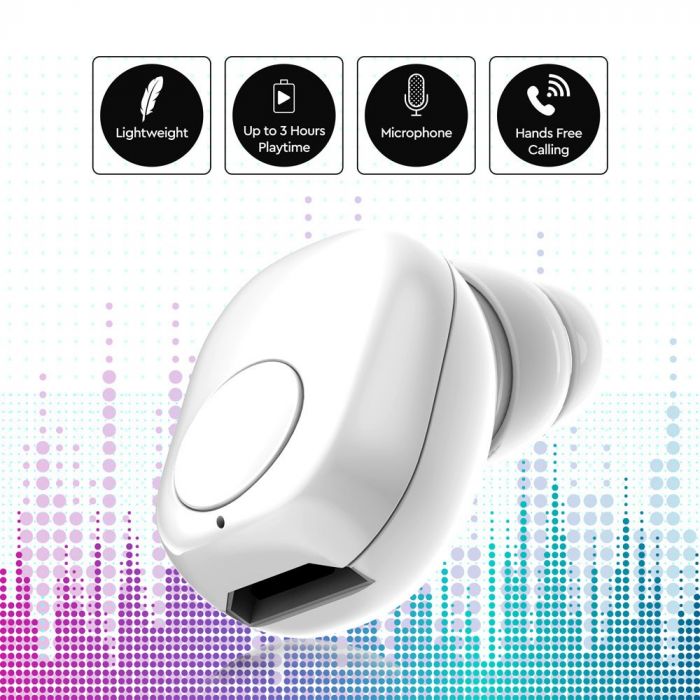 55 mAh V-TAC BLUETOOTH headphones white, built-in microphone for hands-free calls