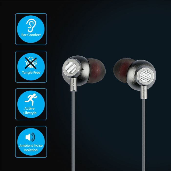 V-TAC headset with built-in microphone for hands-free calls, volume adjustment button