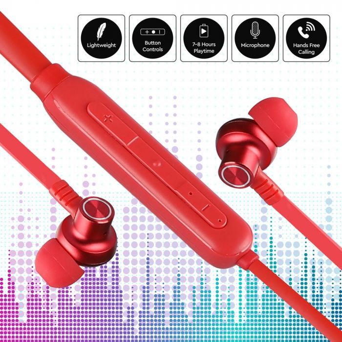 500 mAh V-TAC BLUETOOTH headphones, red