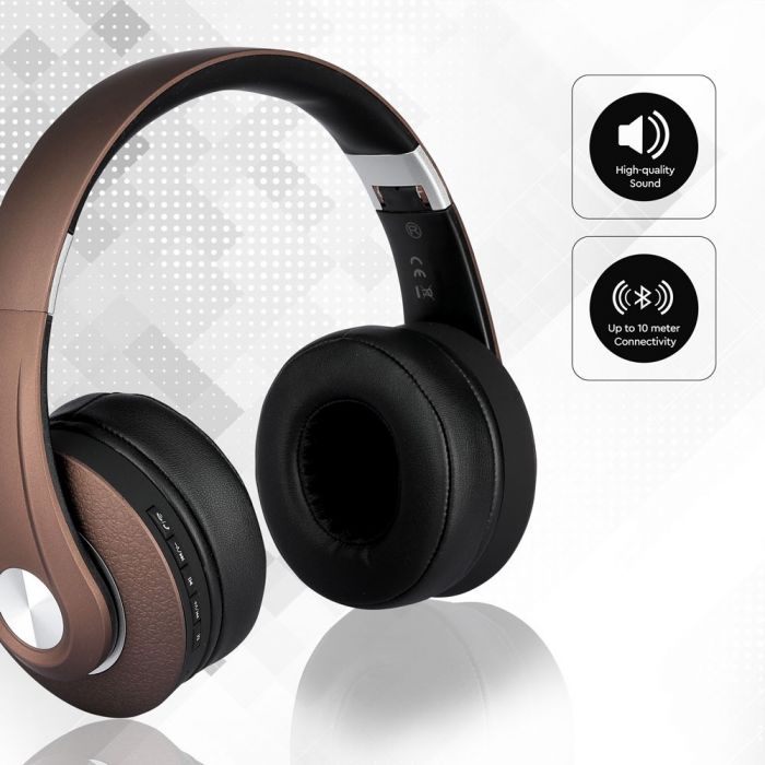 500mah V-TAC BLUETOOTH headphones, brown