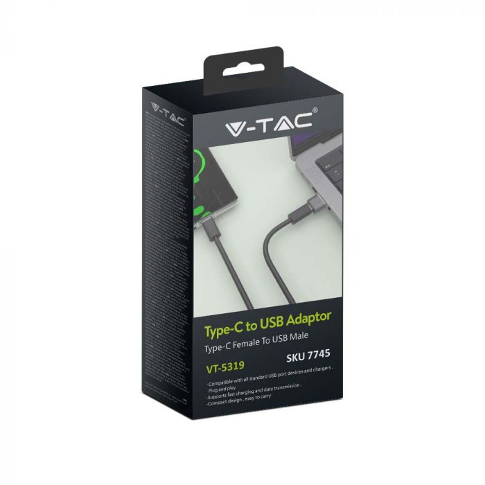 V-TAC Micro-USB till Typ-C-omvandlare, svart