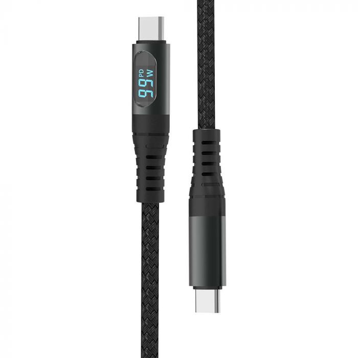 V-TAC USB C tipa kabelis, 1m, 5A Max, melns