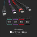 V-TAC 4IN1 laddningskabel: USB till Type-C, USB till Micro och 2 USB till Lightning