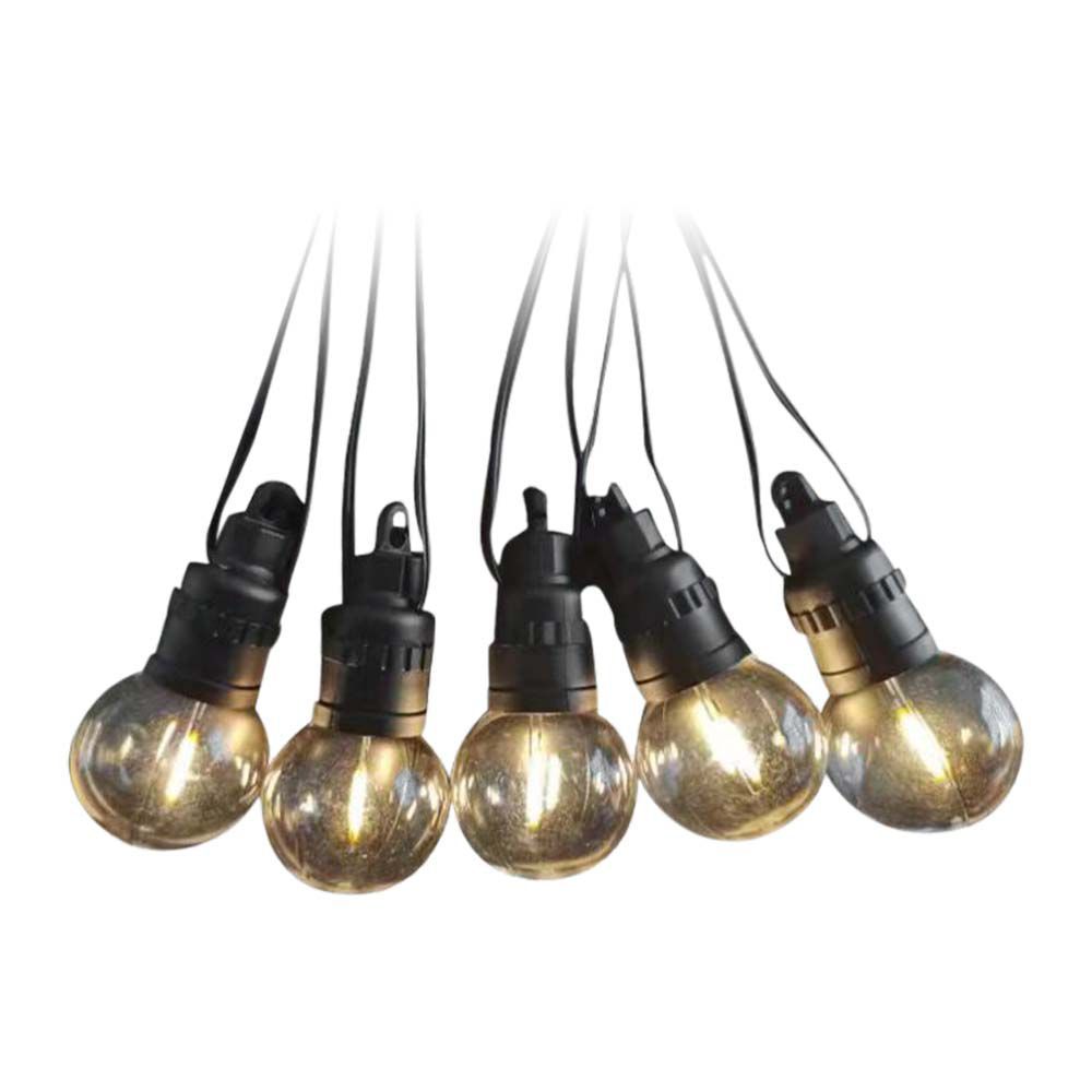 12m pikk päikesepaneeliga LED-valguspael (1,12W) koos 10 LED 0,5W G50 pirniga, IP44, 3000K.