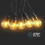 12m pikk päikesepaneeliga LED-valguspael (1,12W) koos 10 LED 0,5W G50 pirniga, IP44, 3000K.