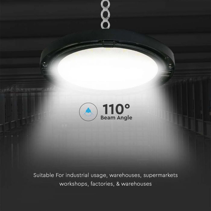 100W(10200Lm) 120Lm/W  LED noliktavas gaismeklis, IP65, melns, auksti balta gaisma 6500K