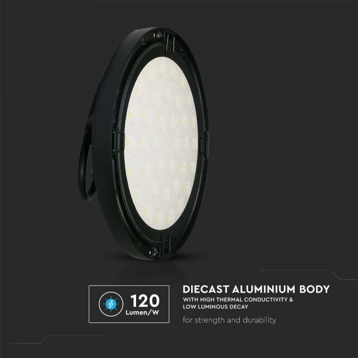 100W (10200Lm) 120Lm/W LED laovalgusti, IP65, must, jaheda valge valgus 6500K
