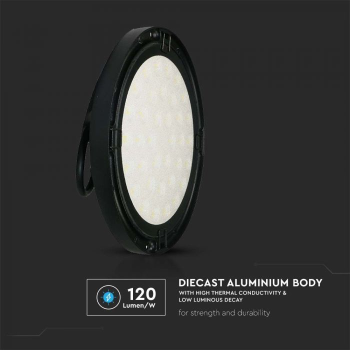 100W(10200Lm) 120Lm/W LED warehouse light, IP65, black, cold white light 6500K