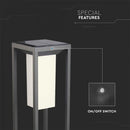 2W (280Lm) LED päikesevalgusti valgusanduriga, V-TAC SAMSUNG CHIP, IP65, lith.bat.3.7V/2600mAh, soe valge valgus 3000K