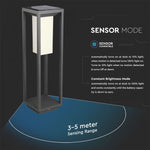 2W (280Lm) LED päikesevalgusti valgusanduriga, V-TAC SAMSUNG CHIP, IP65, lith.bat.3.7V/2600mAh, soe valge valgus 3000K