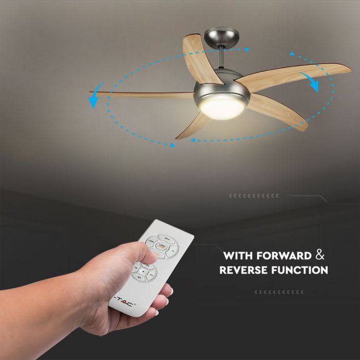 60W LED ceiling light with fan and remote control, 2x27 bulbs (not included), AC motor, IP20, V-TAC