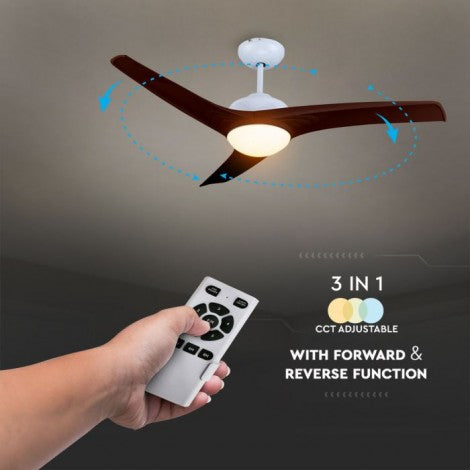 35W 52" LED CCT 3in1 ceiling light with fan and remote control, IP20, V-TAC