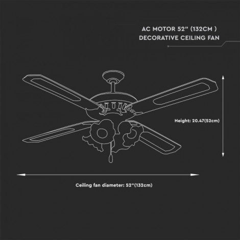 50W LED laeventilaator, 4 laba, 55W AC mootor, 4xE27 pirn (ei kuulu komplekti), IP20, V-TAC