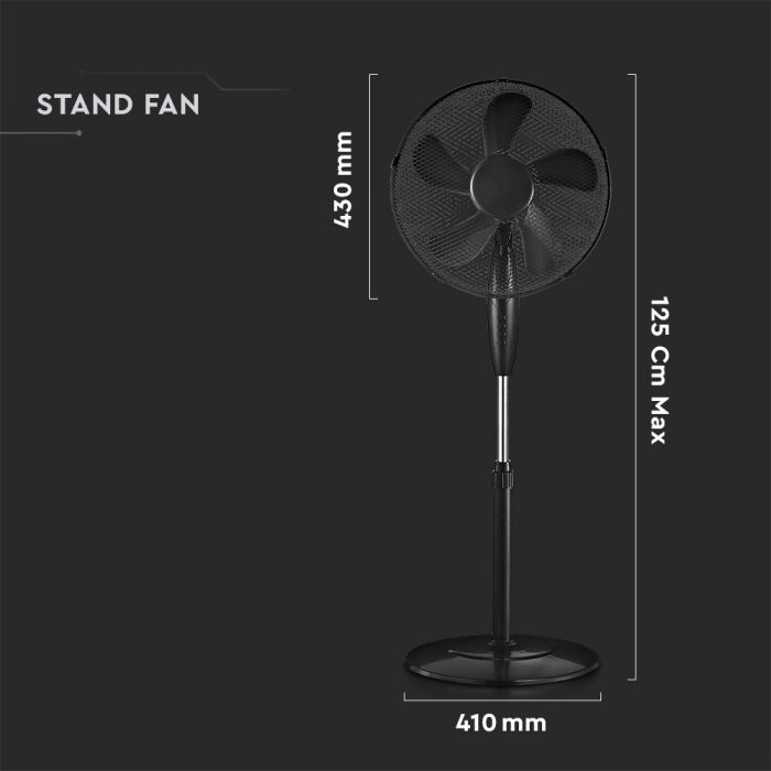 55W V-TAC ventilaator 3 töörežiimiga, IP20, 430x410x1250mm