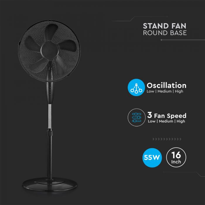 55W V-TAC ventilaator 3 töörežiimiga, IP20, 430x410x1250mm