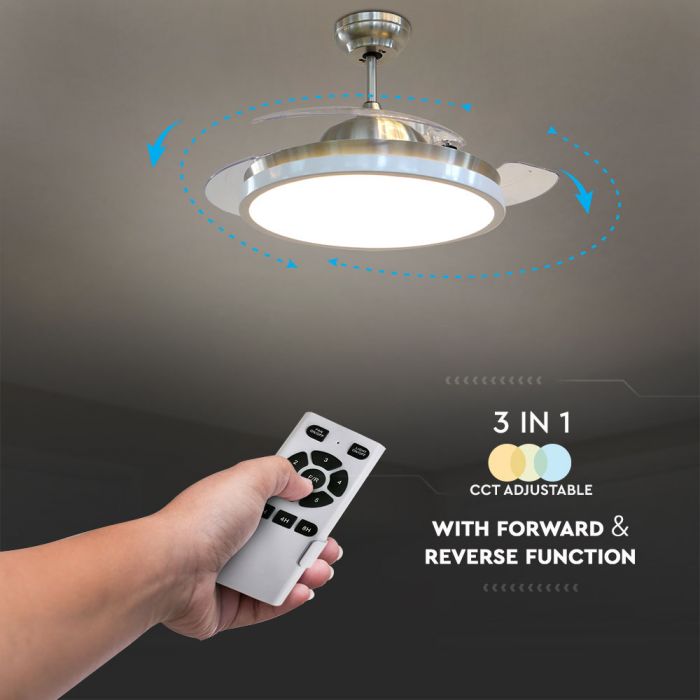 35W 42" LED CCT 3in1 ceiling light with fan and remote control, IP20, V-TAC
