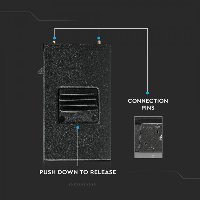 Светодиодный магнитный линейный светильник 20W(1600Lm), IP20, DC:24V, V-TAC, черный, теплый белый свет 3000K