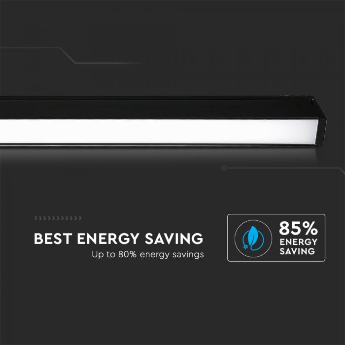 20W (1600Lm) LED magnetiline lineaarne valgusti, IP20, DC:24V, V-TAC, must, neutraalne valge valgus 4000K