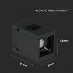 1W(35Lm) LED magnetisk linjär armatur, IP20, DC:24, V-TAC, svart, neutralvit 4000K