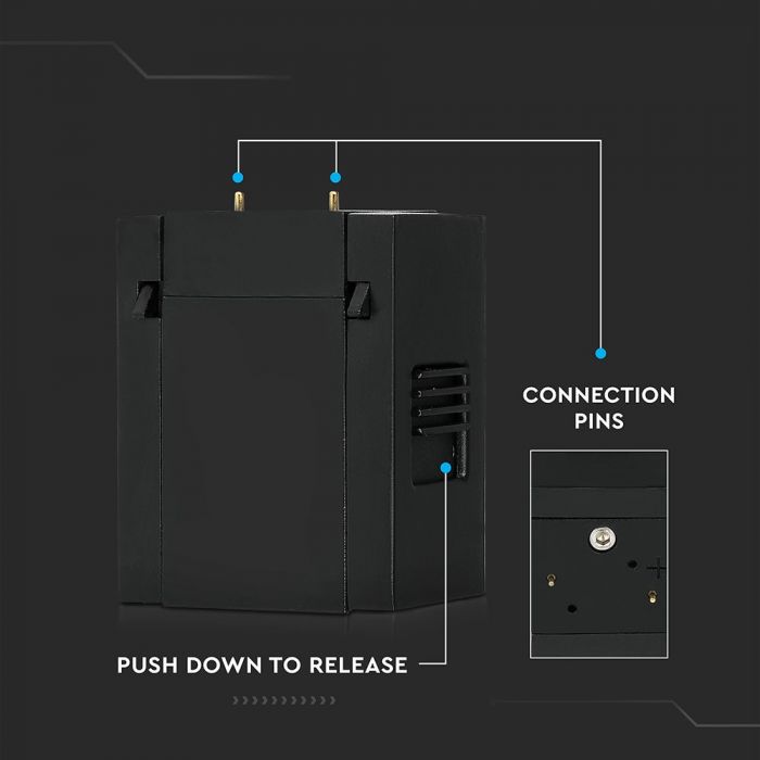 1W(35Lm) LED magnētiskais lineārais gaismeklis, IP20, DC:24, V-TAC, melns, neitrāli balta gaisma 4000K