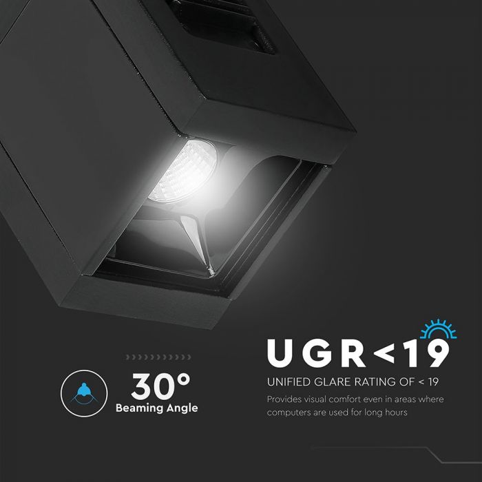 1W(35Lm) LED magnetisk linjär armatur, IP20, DC:24, V-TAC, svart, neutralvit 4000K