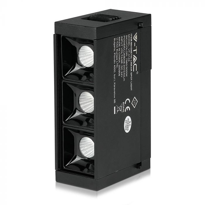 3W(240Lm) 24V LED magnetiline lineaarne valgusti, IP20, V-TAC, must, soe valge valgus 3000K